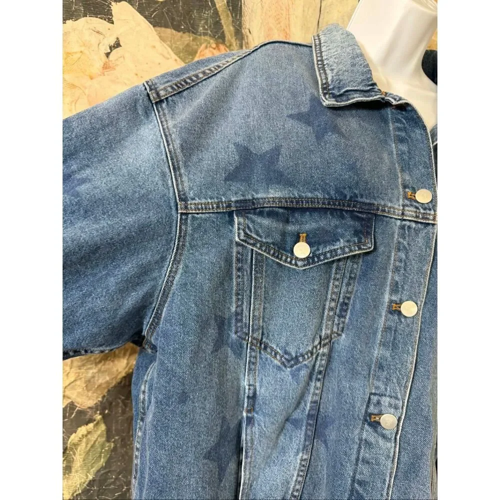New Anthropologie The Weston Denim Boyfriend Jacket by Pilcro: Star Print Editio - Picture 15 of 15